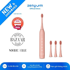[Chính Hãng] Bộ Bàn Chải Đánh Răng Điện ZenyumSonic 2.0 & 3 Đầu Thay Thế - Hồng San Hô - Công Nghệ Singapore