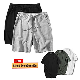 Combo 2 Quần shorts thể thao nam ( Tặng 1 áo thun nam ngẫu nhiên theo cân nặng ) dạng sọt sport đùi chất thun lạnh 4 chiều cao cấp phù hợp tập gym hay mặc nhà màu trắng và đen DUI-P101