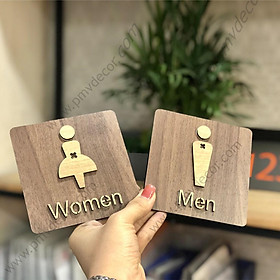 BẢNG WC, KT: 120*120mm Gỗ MDF phủ melamine 2 màu tương phản