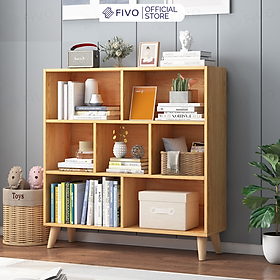 Kệ Sách Gỗ MDF FIVO FB60 (80 x 24 x 107cm) Thiết Kế Đơn Giản (Có Kèm Tấm Lưng) - Hàng Chính Hãng - Màu Vân Gỗ Nhạt