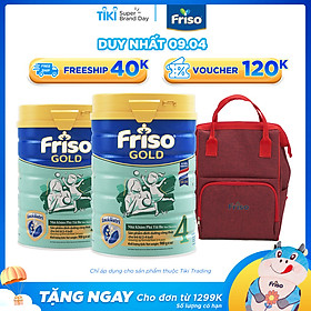 Bộ 2 Lon Sữa Bột Friso Gold 4 Cho Trẻ Từ 2-4 Tuổi 900g + Tặng Balo Bỉm Sữa