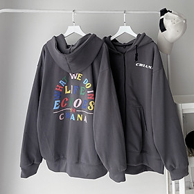 Áo Hoodie Nỉ Lót Bông Dây Kéo in chữ bảy màu form rộng ullzang Unisex