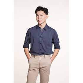 Áo Sơ Mi Nam Tay Dài Chấm Bi Nhỏ Xanh Đậm N&M Ninomaxx 2101043