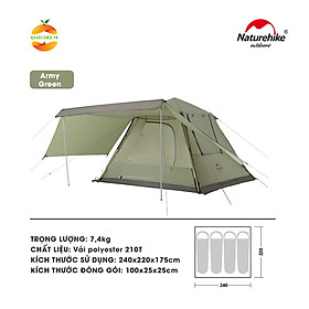 Lều cắm trại 4 người tự bung Ango Pop-up Naturehike NH21ZP010