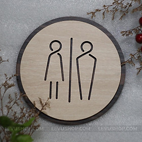 Mua Bảng toilet bằng Gỗ trang trí dán cửa phòng toilet hình tròn LEVU-TL13