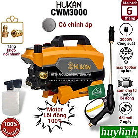 Máy xịt rửa xe chỉnh áp Hukan CWM3000 - Công suất 3000W - Áp lực 160 bar- Motor lõi đồng - Tặng khớp nối nhanh đầu ra