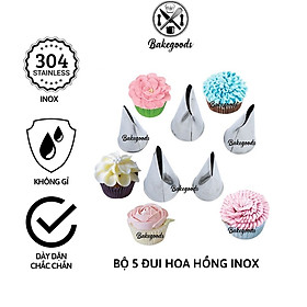 Mua Bộ 5 đui bắt hoa hồng  đuôi bắt hoa trang trí bánh bằng inox không gỉ dày dặn  cứng cáp