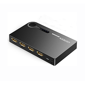 Ugreen 90800 4K60Hz Bộ gộp HDMI 2.0 3 vào 1 ra kèm cáp cấp nguồn USB-C dài 1M + remote cm598 - Hàng chính hãng