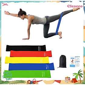 Bộ 5 dây đàn hồi tập gym, dây đàn hồi mini band tập yoga dây đàn hồi kháng lực cao cấp, dây đàn hồi tập thể dục Cleacco ( bộ 5 dây đủ màu trong 1 túi )