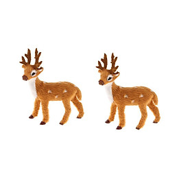 2 Pieces Realistic Standing Deer Figure Statue Model Home Gift Decor
