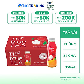 Thùng 24 chai Trà Vải Tự Nhiên TH true TEA 350ml