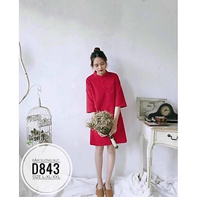 Bigsize 60-90KG vmart Đầm suông nút D843 hàng Quảng Châu cao cấp chiết eo giấu bụng