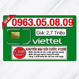 Sim Viettel số đẹp - Hàng chính hãng - 0963.05.08.09