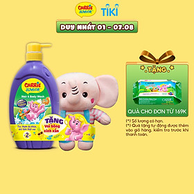Sữa Tắm Gội cho bé Carrie Junior hương Grapeberry 700g TẶNG Voi bông (màu ngẫu nhiên)
