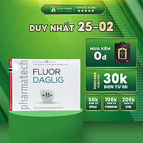 Viên ngậm bảo vệ sức khỏe răng miệng, ngừa sâu răng PHARMATECH FLUOR DAGLIG lọ 300 viên hương dâu