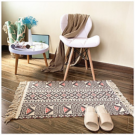 Thảm Trải Sàn Tua Rua Canvas Trang Trí Nordic