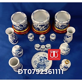 Mua BỘ BÁT HƯƠNG VẼ SEN ĐẾ GỖ SƠN SON THẾP VÀNG ĐK BÁT 16 18 20CM