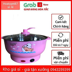 Nồi Lẩu Điện Mini Đa Năng 24-26cm 1000W Inox 304, Tiện Dụng Cho 2-3 Người Dùng