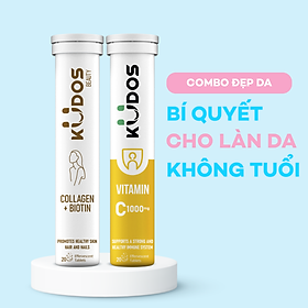 Combo Đẹp Da - Viên Sủi KUDOS VITAMIN C 1000mg + Viên Sủi Collagen +