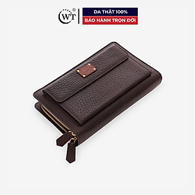 Ví Cầm Tay Nam Clutch Có Quai Cầm Da Bò Cao Cấp Màu Nâu