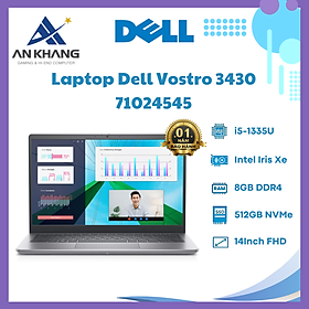 Laptop Dell Vostro 3430 (Core i5 1335U/ 8GB/ 512GB SSD/ Intel Iris Xe Graphics/ 14.0inch Full HD/ NoOS/ Titan Grey/ 1 Year) - Hàng Chính Hãng - Bảo Hành 12 Tháng