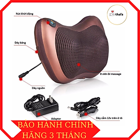 Gối Massage Hồng Ngoại 8 Bi Đảo Chiều Chính Hãng THAFA -Massage Cổ, Vai, Gáy , Kèm Tẩu Sạc Trên Xe Hơi Vô Cùng Tiện Lợi