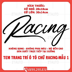 Sticker RACING, logo tem racing dán trang trí ô tô xe hơi chống nước,chống phai màu,mẫu đa dạng độc đáo-MẪU 1