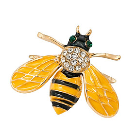 Yellow Enamel Rhinestone Honeybee Brooch Pin Lovely Bug Insect Clothing Pin