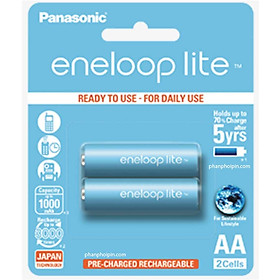 Pin sạc eneloop LITE AA 1000mAh (BK-3LCCE/2BV) Hàng chính hãng