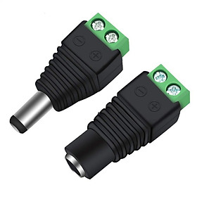 Bộ 1 cặp đầu cắm và lỗ cắm nguồn DC 2.1mm x 5.5mm cho camera CCTV (Đen Xanh lá)