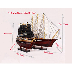 Combo 2 thuyền buồm trang trí trắng 25cm & đen 20cm - "Thuận Buồm Xuôi Gió"