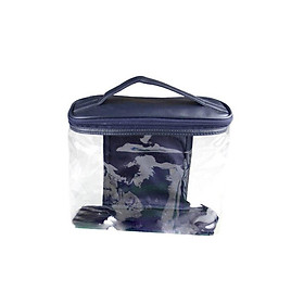 Hình ảnh Cosmetic Bags Portable Clear Toiletry Case Makeup Bag Set Transparent PVC Pouch Handbag Storage Organizer Kit With Handle Strap
