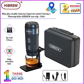 Máy pha cà phê cầm tay Espresso mini 3 trong 1, thương hiệu HiBREW cao cấp H4A và H4B - HÀNG CHÍNH HÃNG