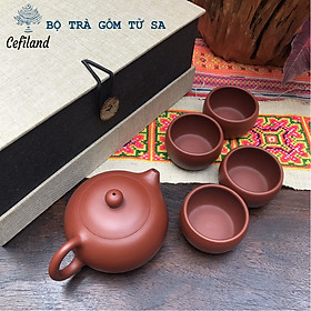 Mua BỘ TRÀ ĐẠO nhỏ GỐM TỬ SA Cefilend. Model: TS01. Bộ 4 ly trà  giữ nhiệt đượm trà. TẶNG 02 CÙNG SIZE