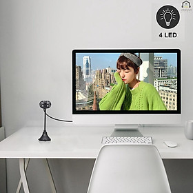 Webcam HD 480P USB 2.0 kèm mic 4 đèn LED cho laptop