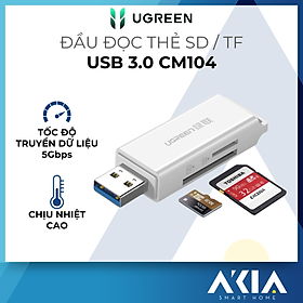 Mua Đầu đọc thẻ SD / TF UGREEN CM104 - Chân cắm USB 3.0  Truyền tải dữ liệu nhanh chóng - Hàng chính hãng
