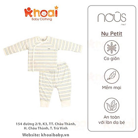 Bộ cài lệch Nous kẻ trắng xanh vàng Newborn