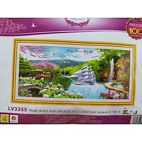 Tranh thêu chữ thập thuận buồm xuôi gió LV3355 - 100 x 55 cm - chưa thêu