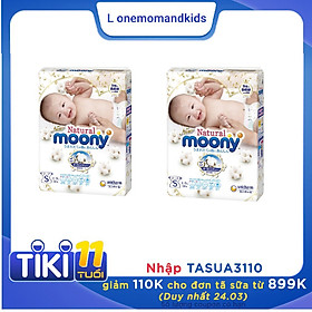 COMBO 2 Bỉm - Tã dán Moony Natural size S- 58 miếng (cho bé 4-8kg)