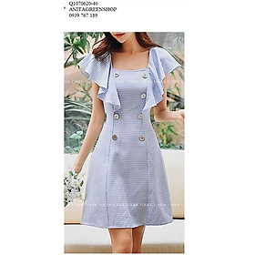 Q1070620 ĐẦM SUÔNG CARO TAY NHÚN BÈO