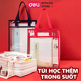 Túi Tote Túi Học Thêm Deli Trong Suốt Dễ Thương Sức Chứa Lớn Chống Nước, Chống Bụi Đựng Tài Liệu Sách Vở Học Sinh