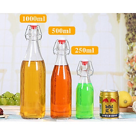 Chai Thủy Tinh Tròn 500ml Nắp Gài