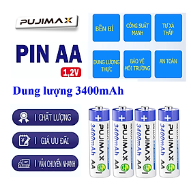 Hộp 4 Pin Tiểu Sạc lại AA 3400mAh Fujimax Dung Lượng Cao Chuyên Dụng Cho Micro không dây - SẢN PHẨM CHÍNH HÃNG