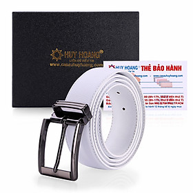 Thắt lưng nam Huy Hoàng viền chỉ 3,5P màu da, đen, nâu, trắng HC4128-29-30-40
