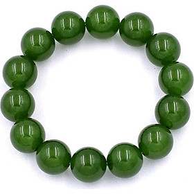 Vòng chuỗi đeo tay thạch anh xanh rêu 14 ly - Chuỗi hạt đeo tay đá phong thủy