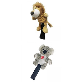 2 Pieces Golf Club Headcover Wood Driver Head Cover Sleeves