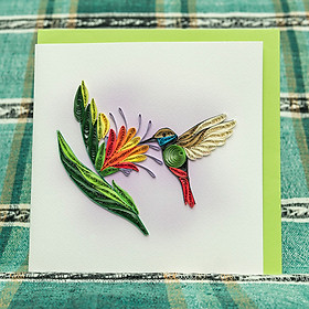 Thiệp Giấy Xoắn Hoa - Hoa Và Chim Ruồi - CNB1502