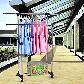 Mua Xào Phơi Quần Áo Inox 2 Tầng Có Bánh Xe Di Chuyển Tiện Lợi