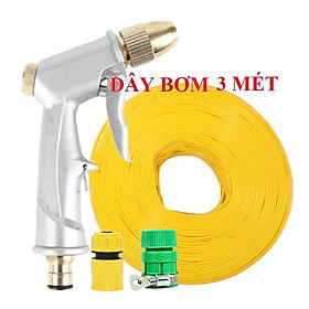 Bộ dây vòi xịt nước rửa xe,tưới cây .tăng áp 3 lần,loại 3m, 5m 206701đầu đồng,cút,nối nhựa vàng+ tặng móc khoá