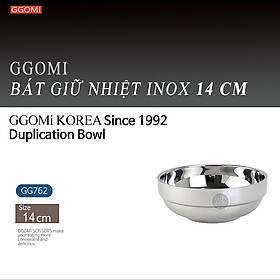 Bát inox giữ nhiệt bằng thép không gỉ, hút chân không giữ thành và lòng bát của GGOMi Hàn Quốc